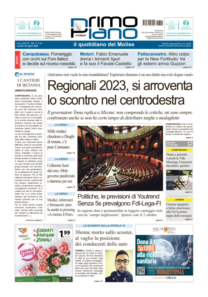 L’edizione completa di Primo Piano Molise del 18 luglio