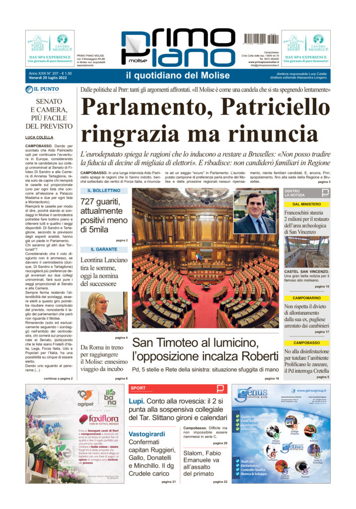 L’edizione completa di Primo Piano Molise del 29 luglio