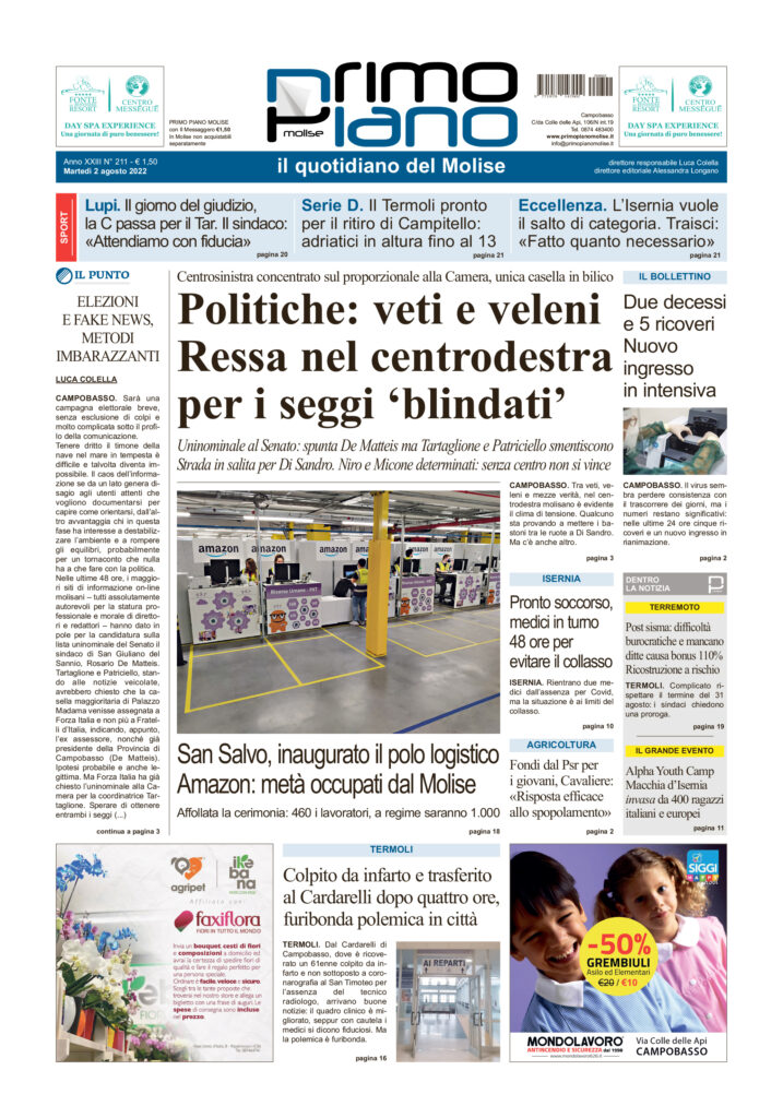 L’edizione completa di Primo Piano Molise del 2 agosto