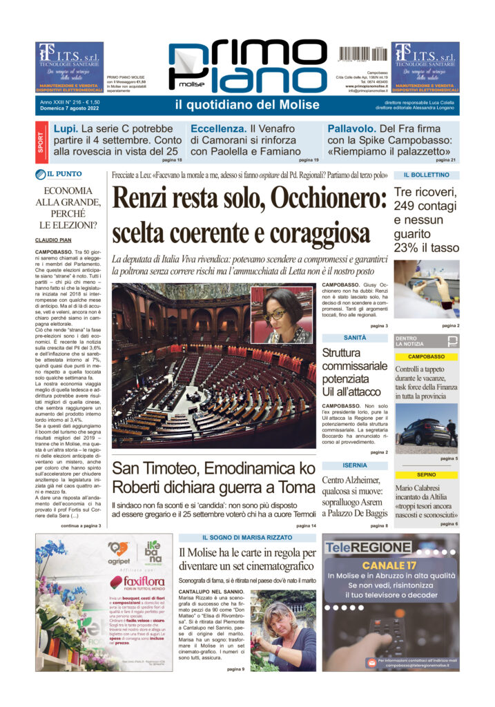 L’edizione completa di Primo Piano Molise del 7 agosto