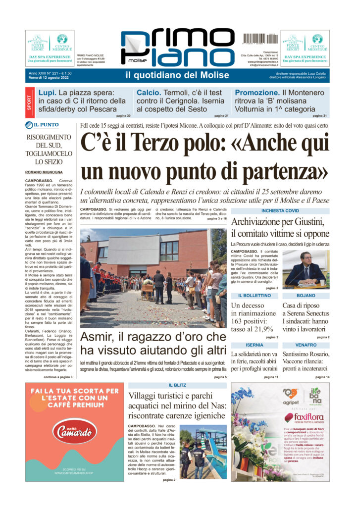 L’edizione completa di Primo Piano Molise del 12 agosto