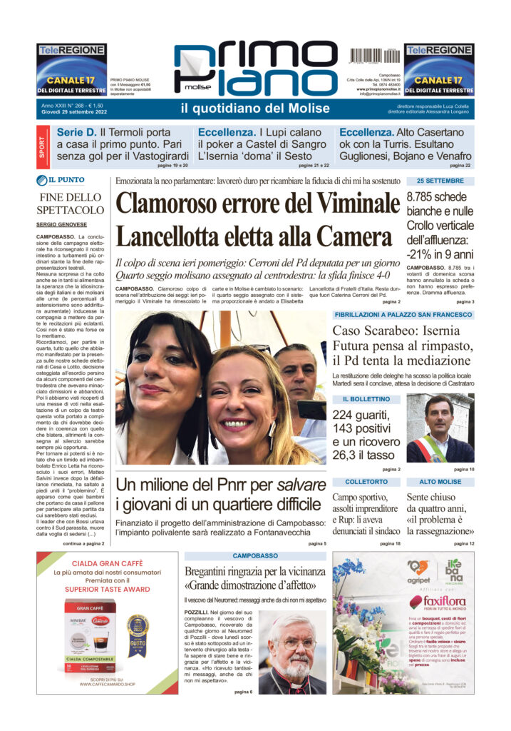 L’edizione completa di Primo Piano Molise del 29 settembre