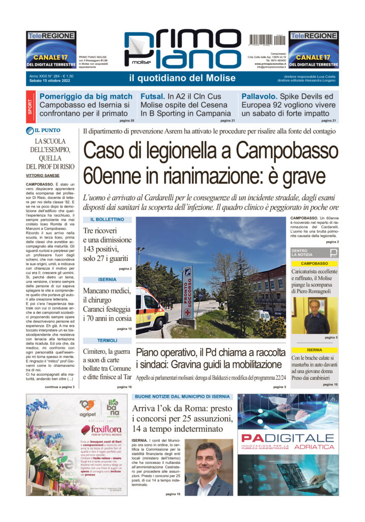 L’edizione completa di Primo Piano Molise del 15 ottobre