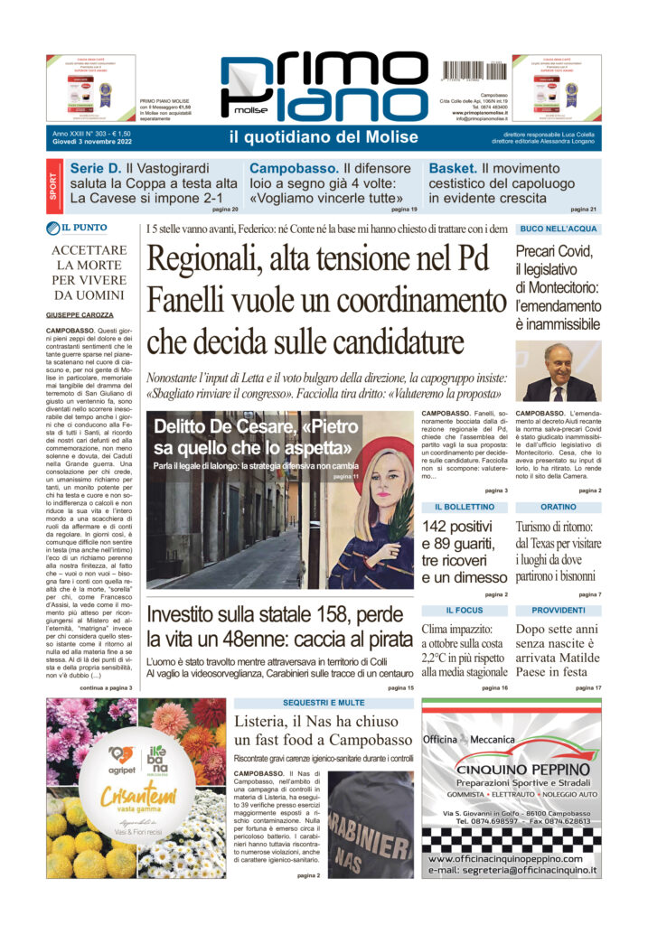 L’edizione completa di Primo Piano Molise del 3 novembre