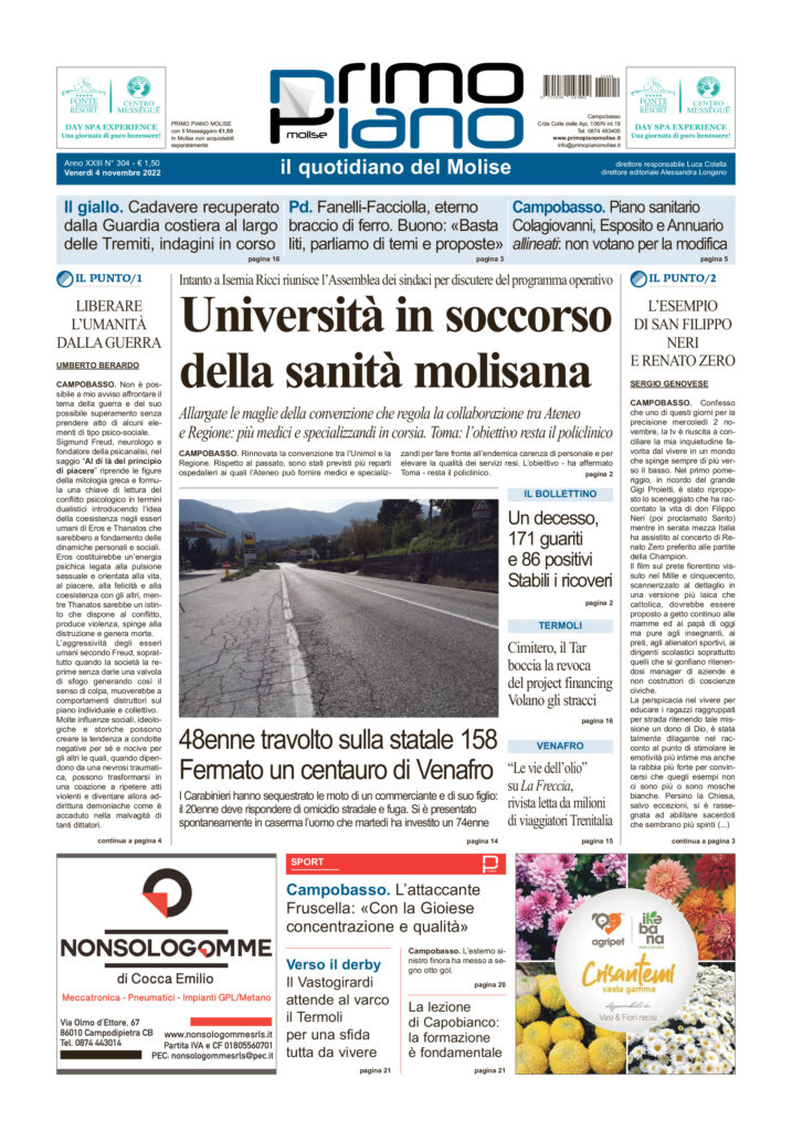 L’edizione completa di Primo Piano Molise del 4 novembre