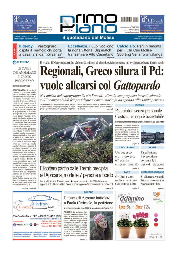 L’edizione completa di Primo Piano Molise del 6 novembre