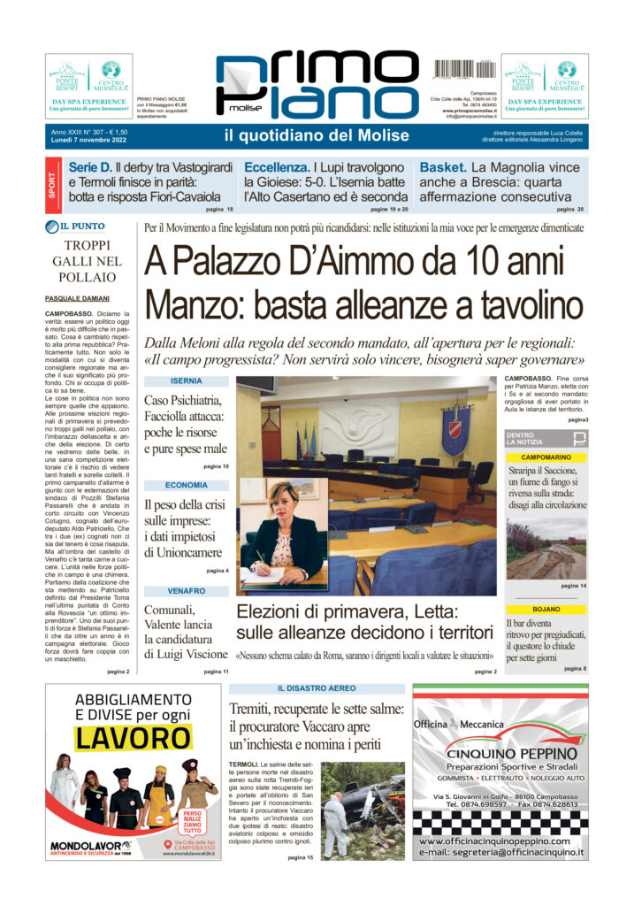 L’edizione completa di Primo Piano Molise del 7 novembre