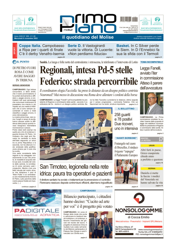 L’edizione completa di Primo Piano Molise del 9 novembre