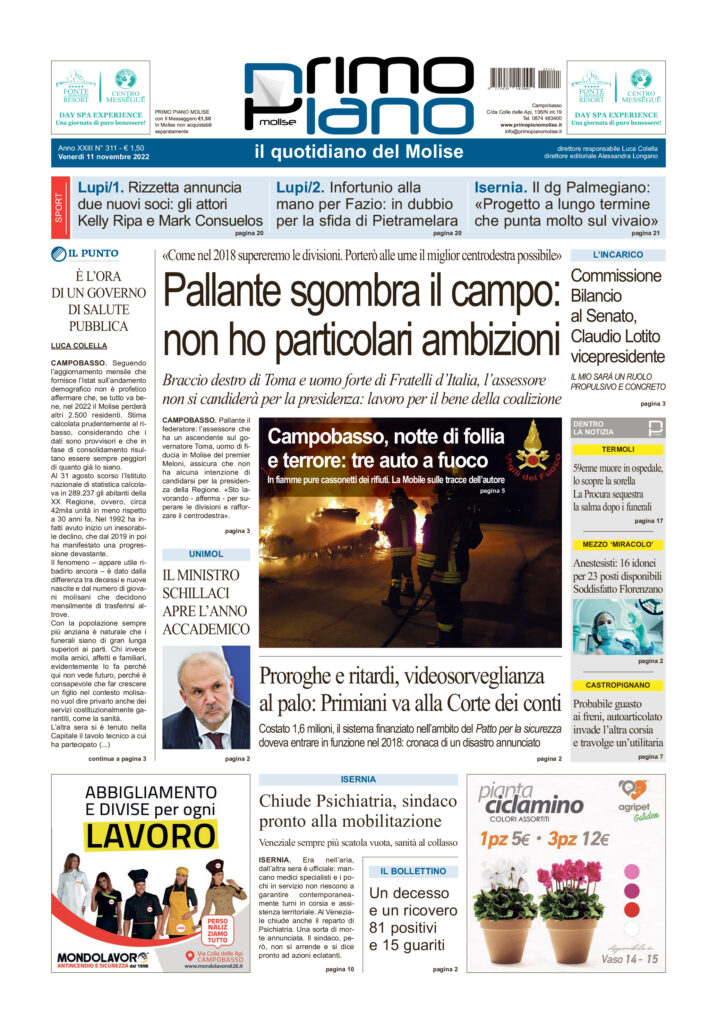 L’edizione completa di Primo Piano Molise del 11 novembre