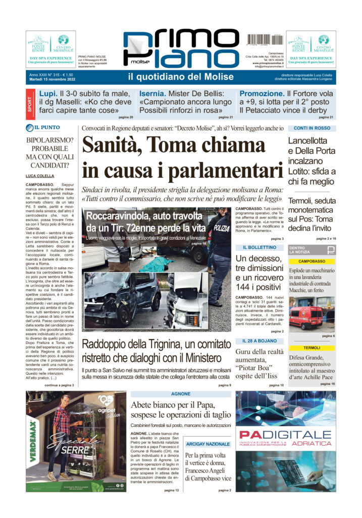 L’edizione completa di Primo Piano Molise del 15 novembre