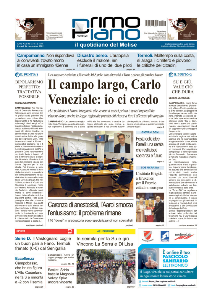 L’edizione completa di Primo Piano Molise del 14 novembre