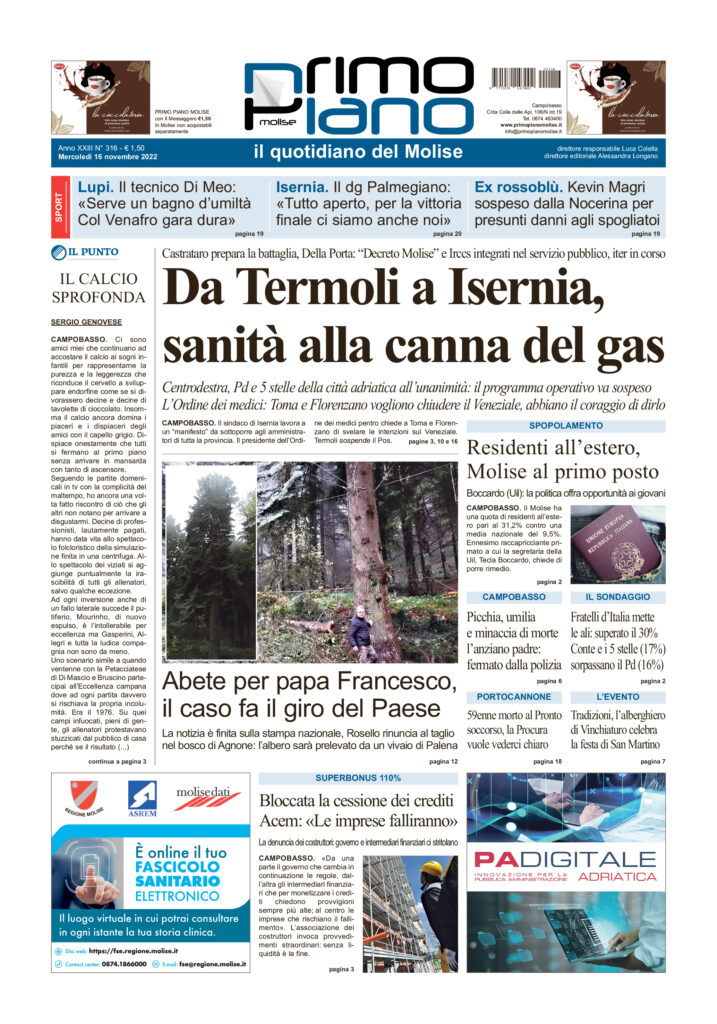 L’edizione completa di Primo Piano Molise del 16 novembre