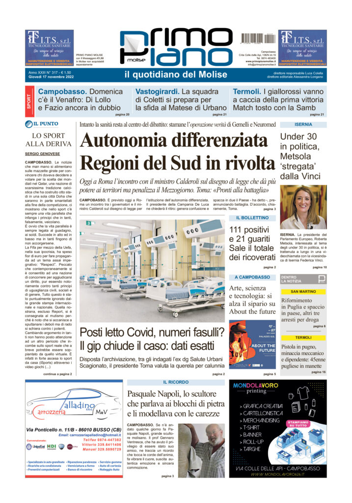 L’edizione completa di Primo Piano Molise del 17 novembre