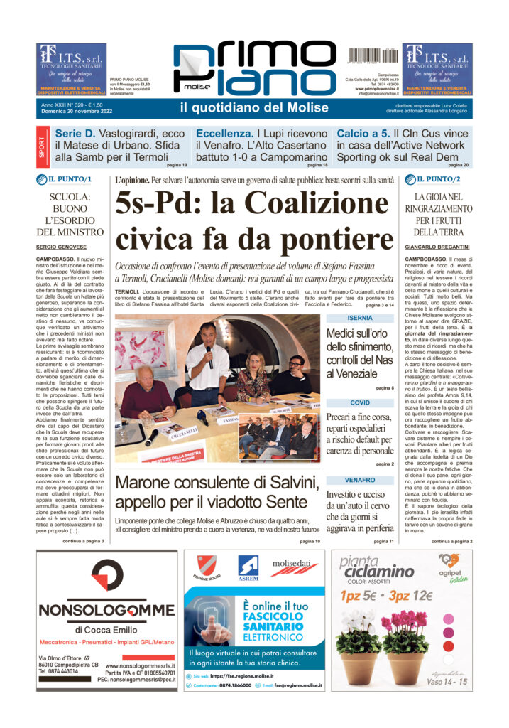 L’edizione completa di Primo Piano Molise del 20 novembre