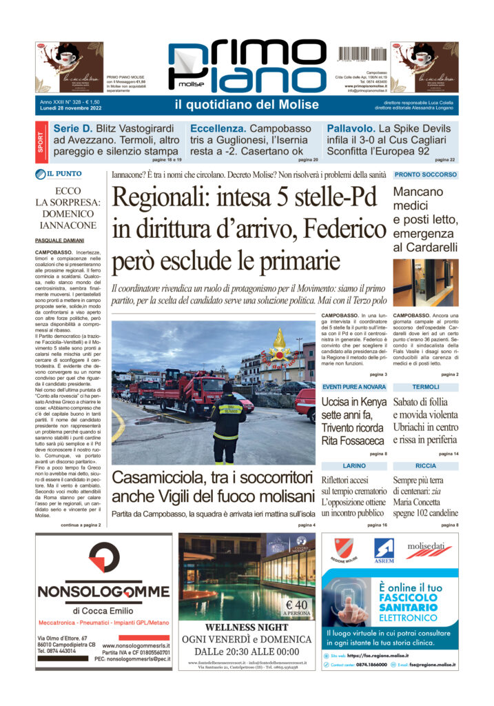 L’edizione completa di Primo Piano Molise del 28 novembre