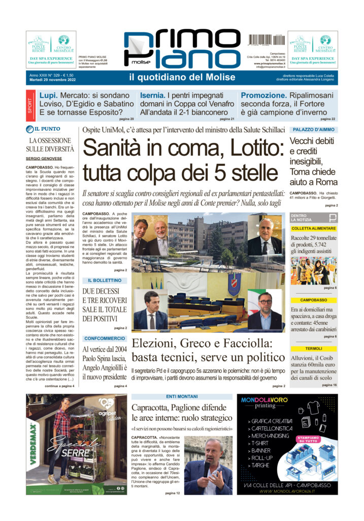 L’edizione completa di Primo Piano Molise del 29 novembre