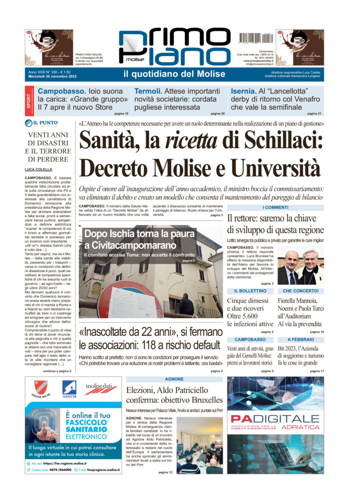 L’edizione completa di Primo Piano Molise del 30 novembre