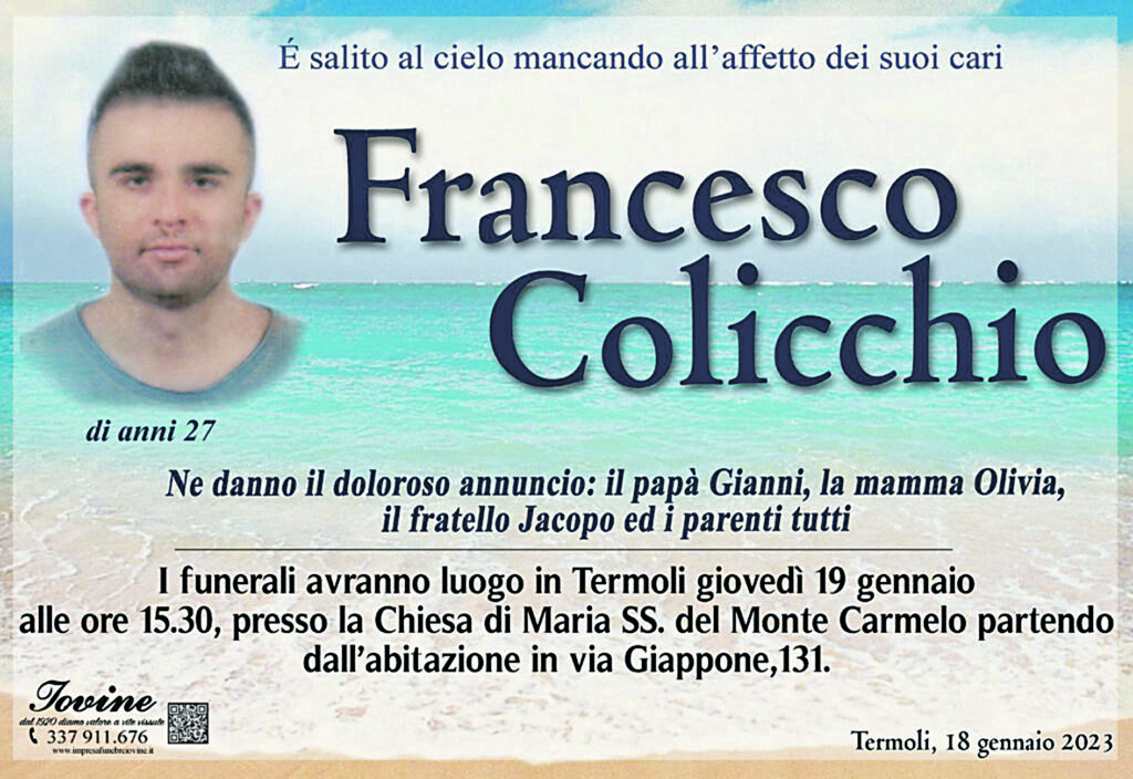 Dopo Rossella la comunità adriatica sgomenta per la morte di Francesco