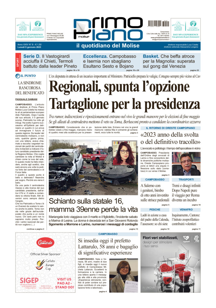 L’edizione completa di Primo Piano Molise del 9 gennaio