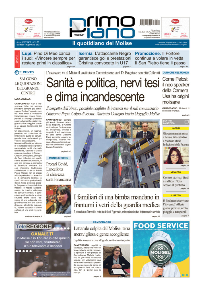 L’edizione completa di Primo Piano Molise del 10 gennaio