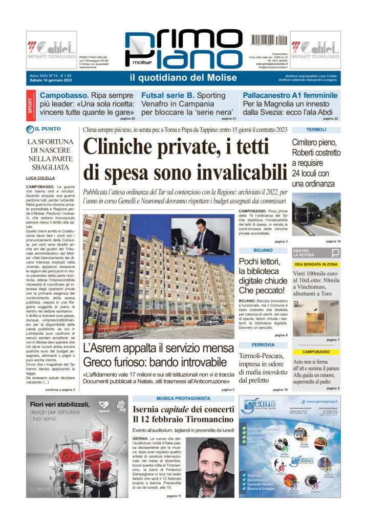 L’edizione completa di Primo Piano Molise del 14 gennaio