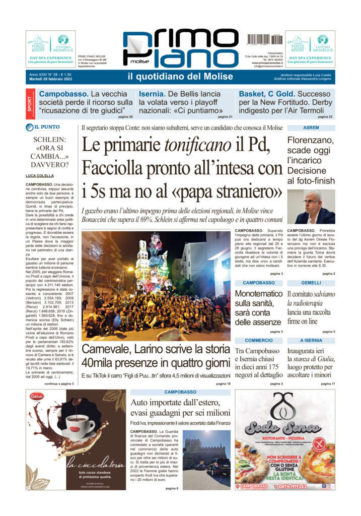 L’edizione completa di Primo Piano Molise del 28 febbraio