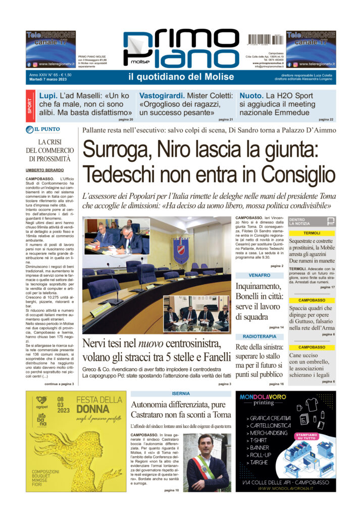 L’edizione completa di Primo Piano Molise del 7 marzo