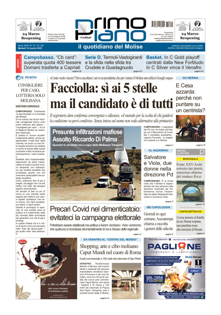 L’edizione completa di Primo Piano Molise del 14 marzo