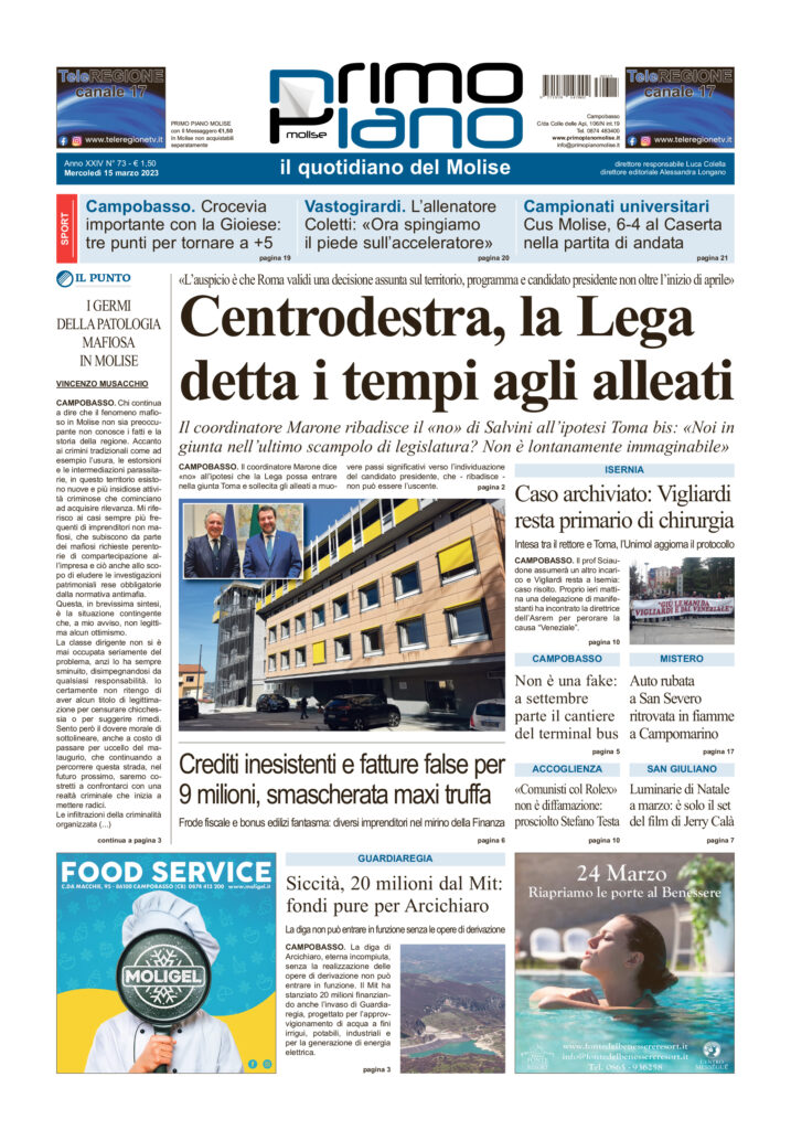 L’edizione completa di Primo Piano Molise del 15 marzo