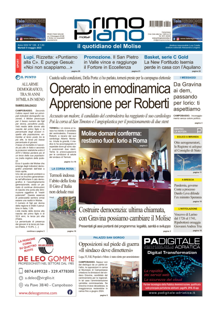 L’edizione completa di Primo Piano Molise del 9 maggio