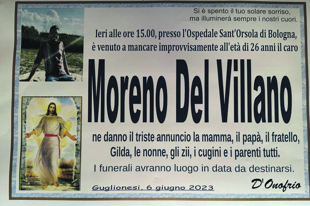 Moreno se ne va a 26 anni, Guglionesi ancora in lutto