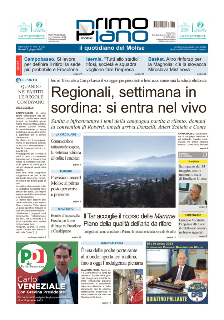 L’edizione completa di Primo Piano Molise del 2 giugno