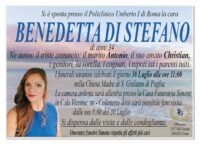 San Giuliano di Puglia piange Benedetta, scomparsa a soli 34 anni