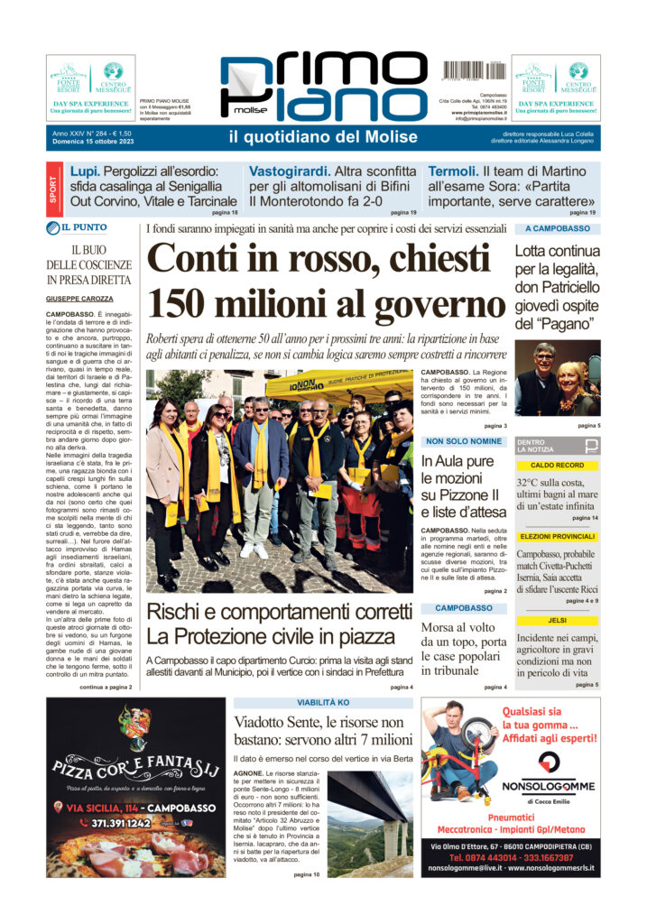 L’edizione completa di Primo Piano Molise del 15 ottobre