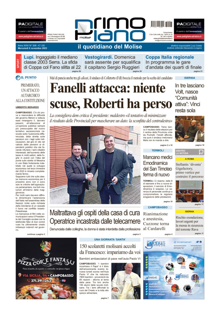 L’edizione completa di Primo Piano Molise del 8 novembre