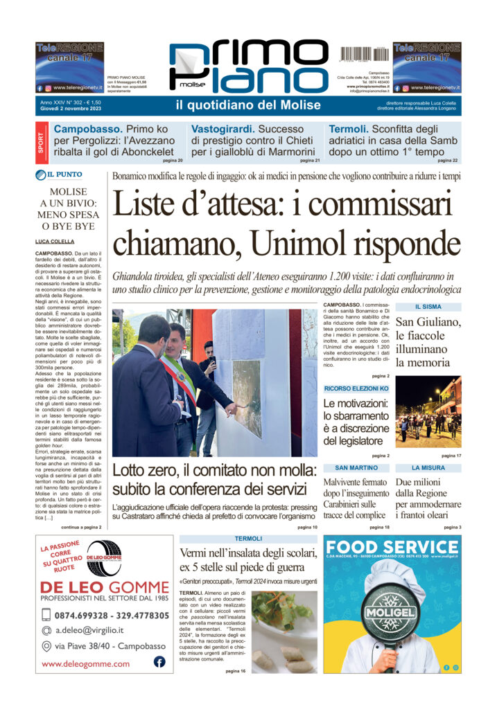 L’edizione completa di Primo Piano Molise del 2 novembre