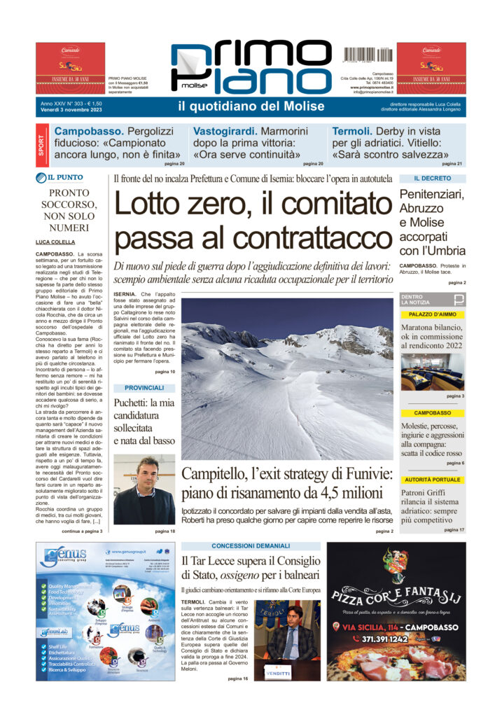 L’edizione completa di Primo Piano Molise del 3 novembre