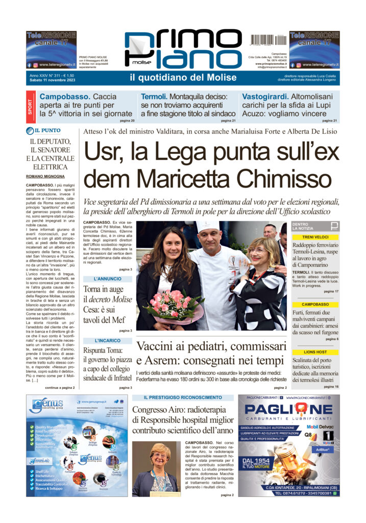 L’edizione completa di Primo Piano Molise dell’11 novembre