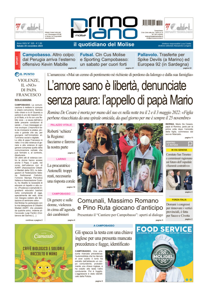 L’edizione completa di Primo Piano Molise del 25 novembre
