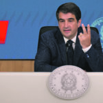 Il ministro degli Affari europei, il Sud le Politiche di coesione e il Pnrr, Raffaele Fitto, durante la conferenza stampa al termine della cabina di regia, Roma, 11 luglio 2023. ANSA/ETTORE FERRARI