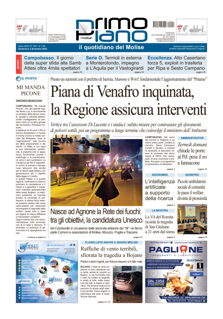 L’edizione completa di Primo Piano Molise del 3 dicembre