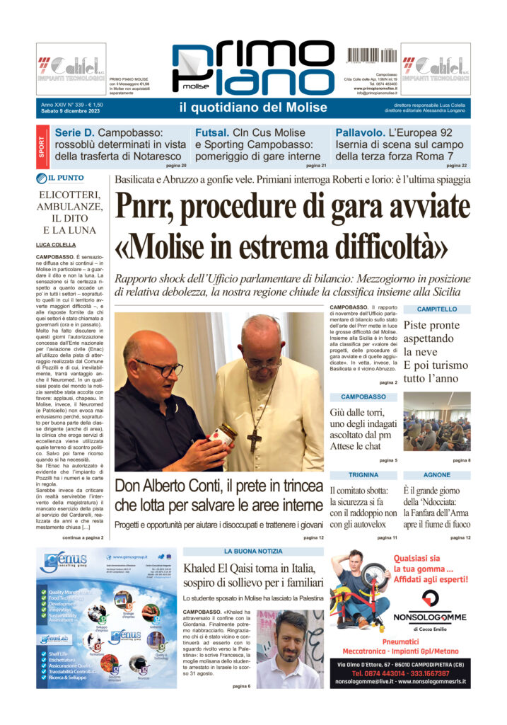 L’edizione completa di Primo Piano Molise del 9 dicembre