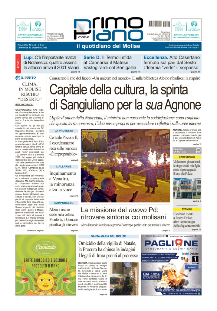 L’edizione completa di Primo Piano Molise del 10 dicembre