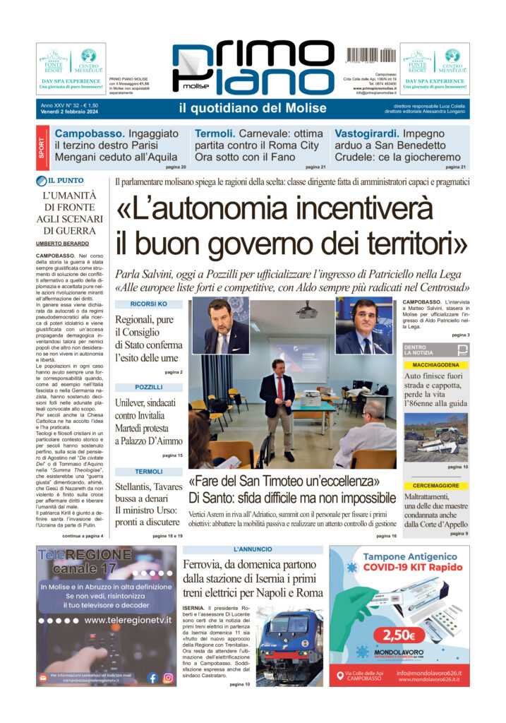 L’edizione completa di Primo Piano Molise del 2 febbraio