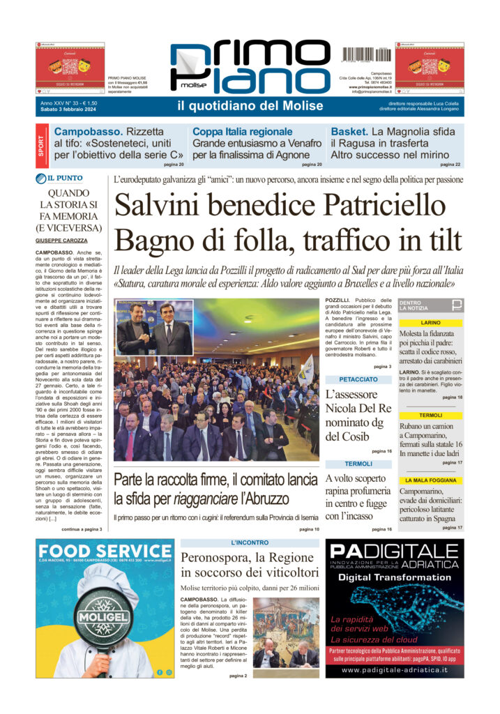 L’edizione completa di Primo Piano Molise del 3 febbraio