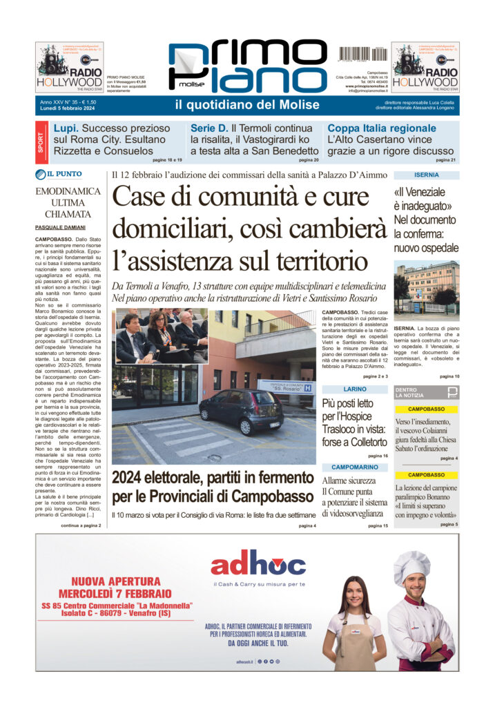 L’edizione completa di Primo Piano Molise del 5 febbraio