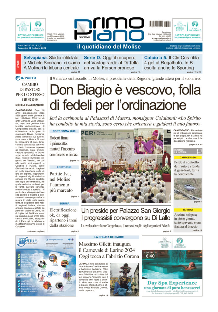 L’edizione completa di Primo Piano Molise dell’11 febbraio