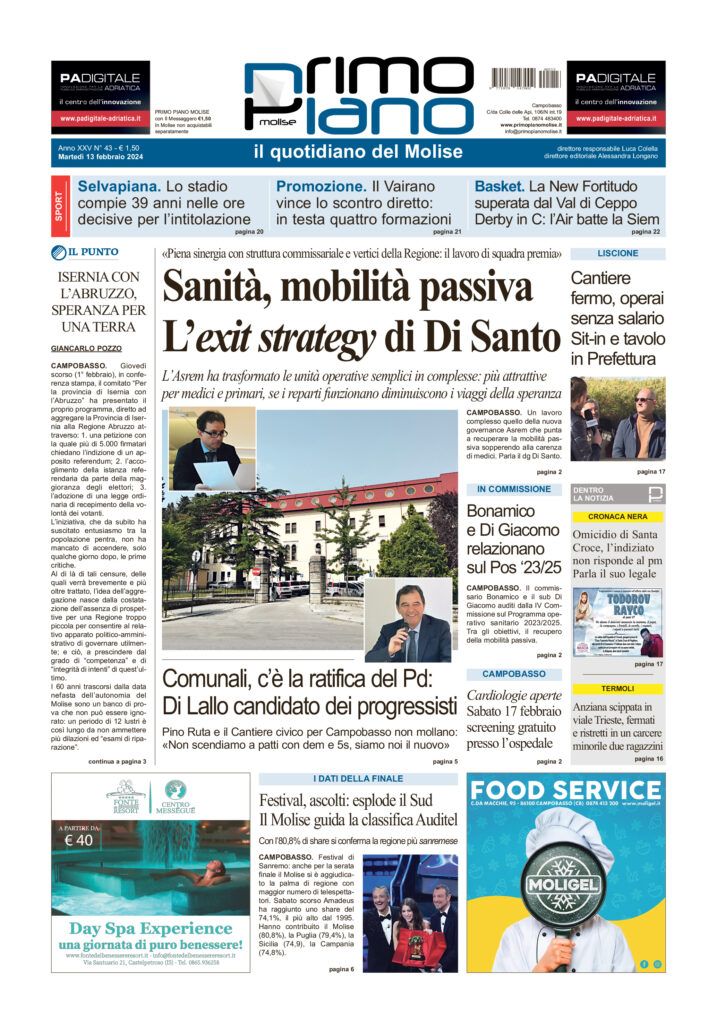 L’edizione completa di Primo Piano Molise del 13 febbraio