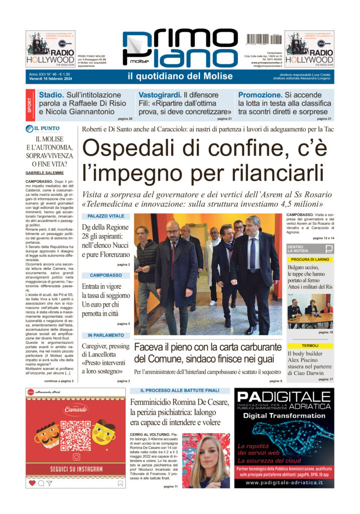 L’edizione completa di Primo Piano Molise del 16 febbraio