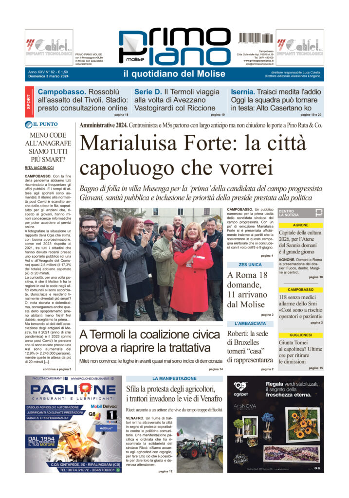 L’edizione completa di Primo Piano Molise del 3 marzo